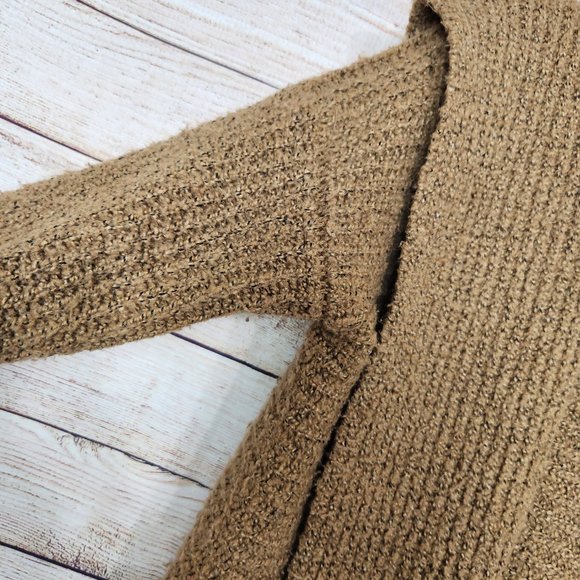 Anthropologie Kimchi Blue Camel Brown Knit Chunky Hooded Cardigan Women's XS - Picture 4 of 16